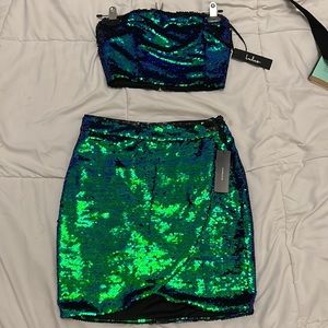 NWT Lulus Sequin skirt set sz. S